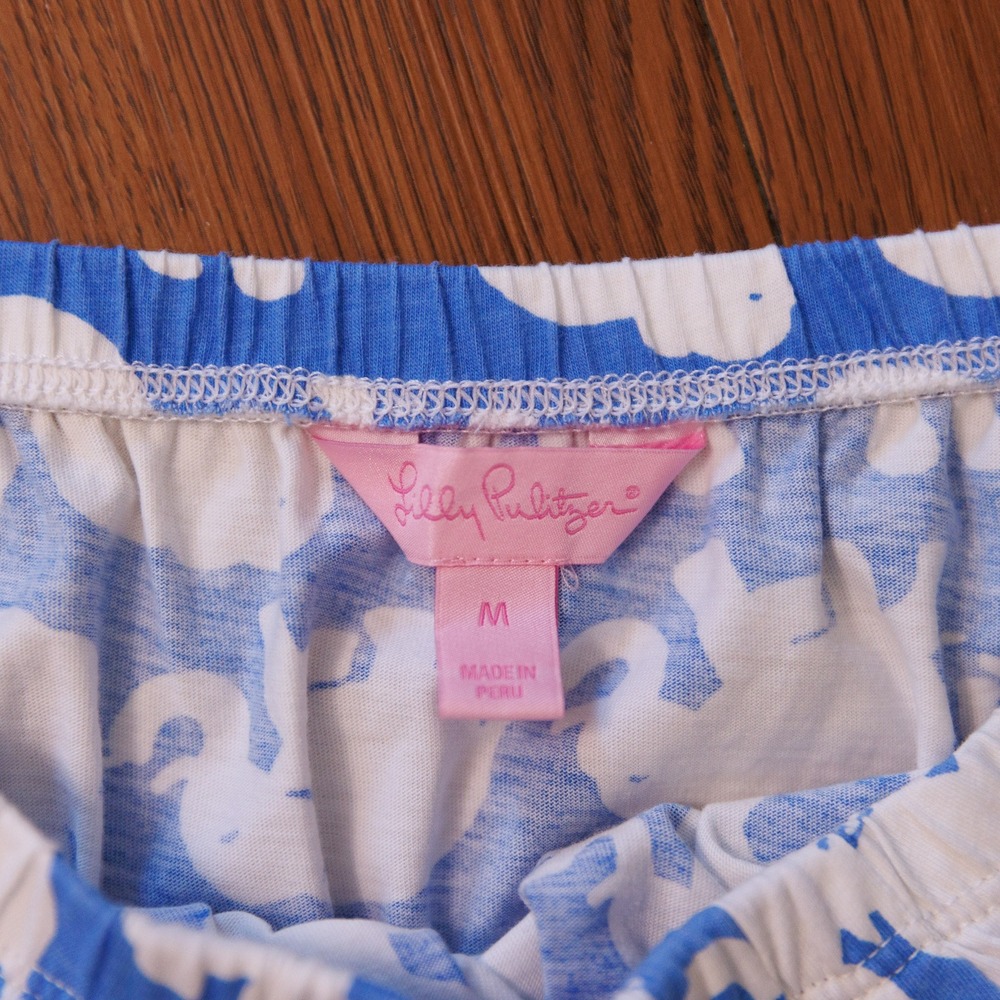 Lilly Pulitzer Blue White Elephant Print Pima Cotton Strapless Tube Dress M - Picture 3 of 7